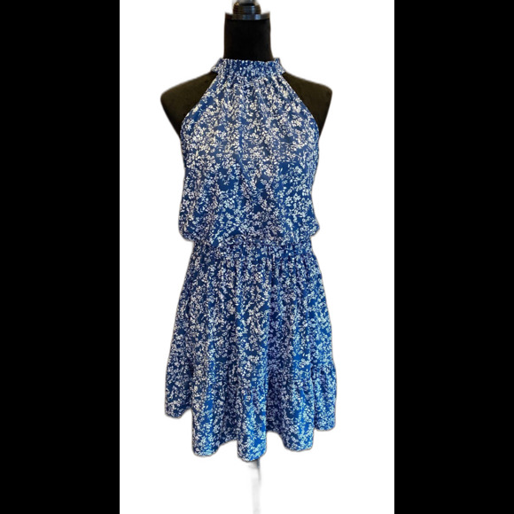 Dresses & Skirts - Halter Neckline Dress Plus Size XL Silky Feel Patterened Ruffle Hem Flirty Sexy